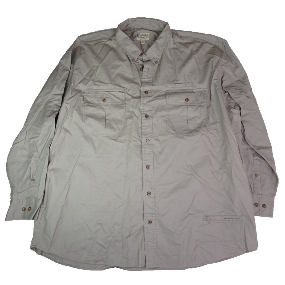 Cabela's Mens 3XL Tall Khaki Tan Brown Long Sleeve Shirt  Canvas Work Fish Hunt